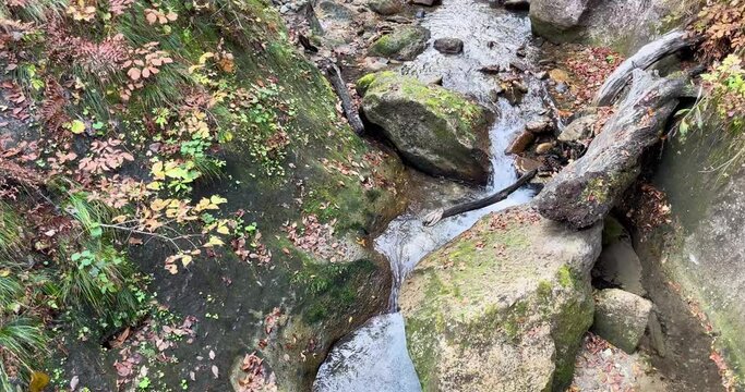 A mountain stream in Naruko Town, Miyagi Prefecture, Japan in autumn