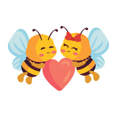 cute bees and heart