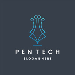 Pencil Logo design vector Linear art technology icon