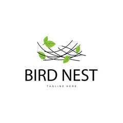 Bird's Nest Logo, Simple Bird House Illustration Templet Design Vector