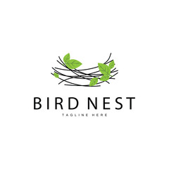 Bird's Nest Logo, Simple Bird House Illustration Templet Design Vector