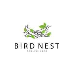 Bird's Nest Logo, Simple Bird House Illustration Templet Design Vector