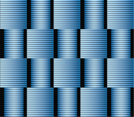 Abstract geometric pattern, vector illustration. Seamless background with folded diagonal stripes pattern with a blue-black gradient. Geometrical wallpaper.