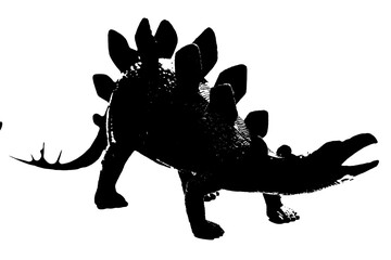 Fototapeta premium black dinosaur silhouette isolated on white background, model of dinosaurs toys
