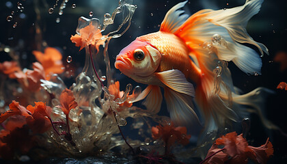 Underwater fish swimming in vibrant, multi colored aquatic beauty generated by AI