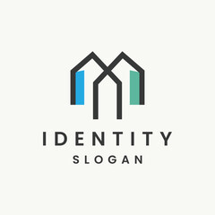 Letter m home logo template vector illustration design