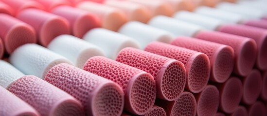 Heat resistant tubular foam pipe insulation cover close up - obrazy, fototapety, plakaty