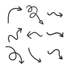 Set of arrow handwriting icon
