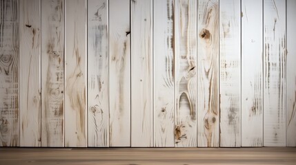 A clean, minimalist background with white wood paneling and studio lighting.