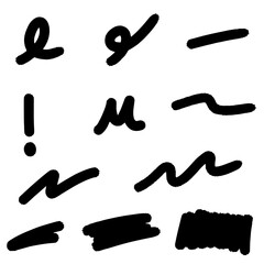 Set of hand drawn blush doodle lines.