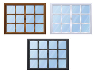 西洋風のレトロな両開きの窓　ガラスあり　A　3色セット　