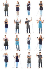 Obraz premium Set of different hairdressers isolated on white