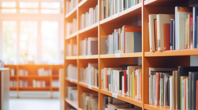 School library background blurred