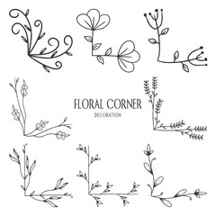 Hand drawn line Floral corner decoration