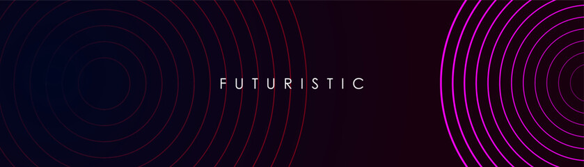 Printable vector Futuristic background design with glowing circular line art.