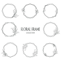 Floral frame wedding hand drawn line decoration