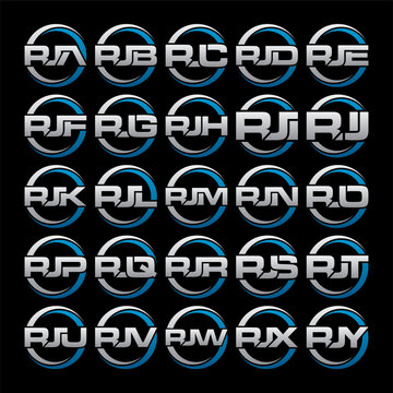 RJA, RJB, RJC, RJD, RJE, RJF, RJG, RJH, RJI, RJJ, RJK, RJL, RJM, RJN, RJO, RJP, RJQ, RJR, RJS, RJT, RJU, RJV, RJW, RJX, RJY Letter Initial Logo Design Template Vector Illustration	
