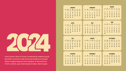 Calender design template 2024 vector
