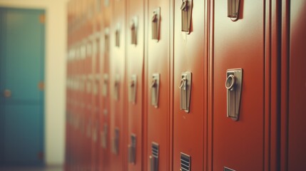 Graduation concept, Lockers in school corridor, details in school