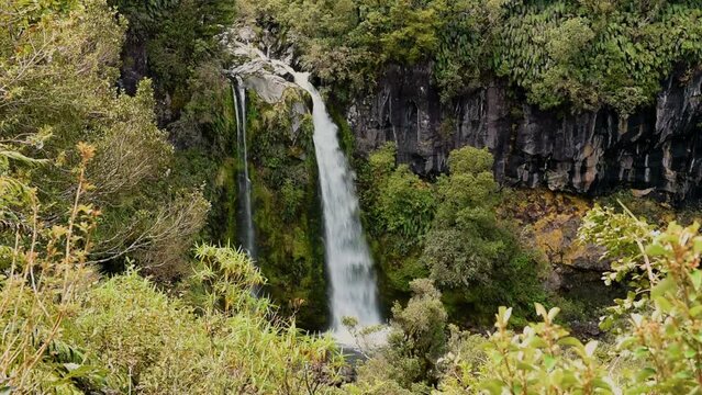 Dawson Falls or Te Rere o Noke  (the Falls of Noke) in Egmont National Park, Taranaki, New Zealand,