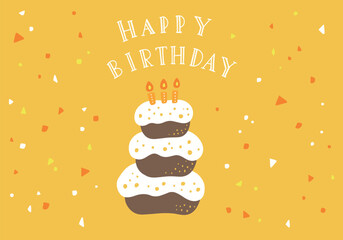 三段ケーキの可愛いバースデーカード