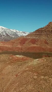 Aerial landscape of Atlas Mountains in Morocco, Africa. Vertical video