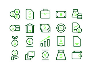 Currency Icon Pack Outline Two Tone Style. Navigation Icons Collection Perfect for Websites, Landing Pages, Mobile Apps, and Presentations. Suitable for User Interface or User Experience UI UX.
