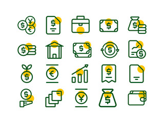 Fototapeta na wymiar Currency Icon Pack Colored Outline Style. Navigation Icons Collection Perfect for Websites, Landing Pages, Mobile Apps, and Presentations. Suitable for User Interface or User Experience UI UX.
