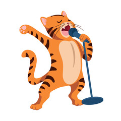 animal playing instrument tiger with microphone