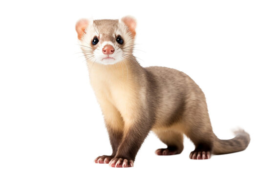 Beautiful Pet Ferret with Sleek Fur Isolated on Transparent Background PNG.