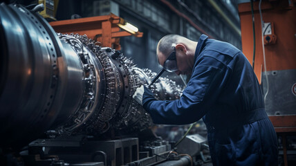 Rocket engineers building a rocket in an aerospace factory