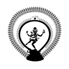 Shiva nataraja silhouette in a circle of fire