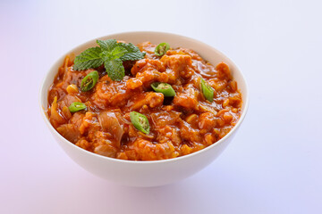 Gobi Manchurian curry gravy, Gobi 65, chilly gobi or cauliflower fry. Popular street food of India made of cauliflower florets Mumbai India.