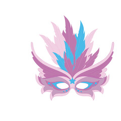 Venetian painted carnival facial masks for a party decorated with feathers and rhinestones isolated on a light background