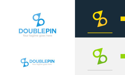 Logo design icon symbol sign two location arrow double pin travel journey address way direction