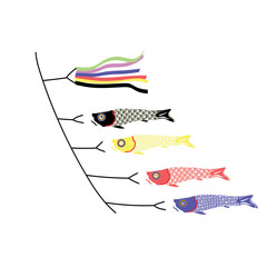 Japanese colorful Koinobori Carp Streamer Fish. Japanese translation: Koinobori
