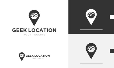 Logo design icon symbol sign location pin genius geek travel journey eye pin address business vision
