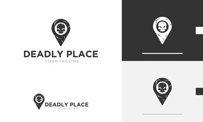 Logo design icon symbol danger map location warning pin travel journey address marker goal deadly