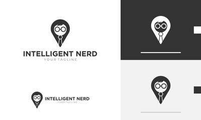 Logo design icon symbol sign location pin genius geek travel journey eye pin address business vision