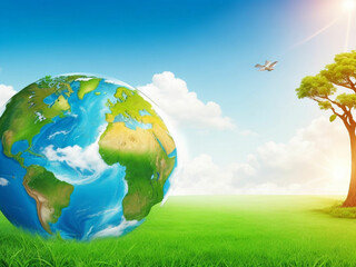 New Remove BG Save Share Sample New World environment day, ecology and ozone layer protection concept with