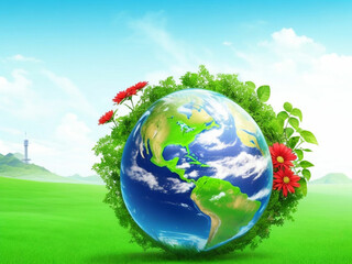 New Remove BG Save Share Sample New World environment day, ecology and ozone layer protection concept with