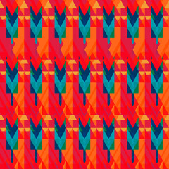 African vivid red geometric. Seamless pattern