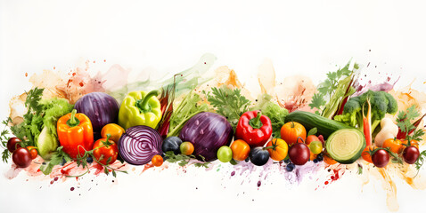 Obraz na płótnie Canvas Background of fresh vegetables on a white background,