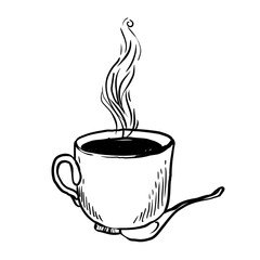 hot coffee hand drawn