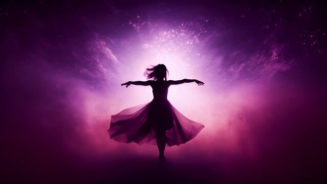 A deep, rich purple haze, like a mystical fog that envelops everything in its path. Within the haze, luminous particles le and dance, giving off a sense of cosmic energy.