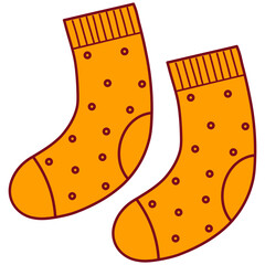 Orange line socks. Vector illustration with autumn theme.