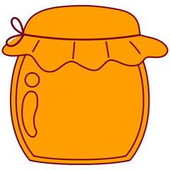 Orange line honey in a jar. Vector illustration with autumn theme.