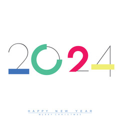 2024 classic Happy New Year design with unique and modern numbers. Vector