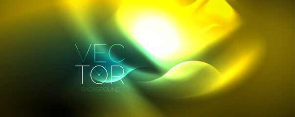 Neon glowing waves, magic energy space light concept, abstract background wallpaper design