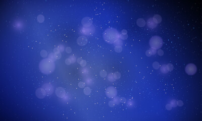 Vector blurred bokeh light on dark blue background. abstract glitter defocused blinking stars and sparks